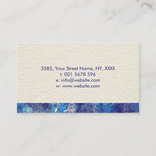 Donkerblauwe Waterverf en goudgrunge Visitekaartje (Achterkant)