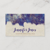 Donkerblauwe Waterverf en goudgrunge Visitekaartje (Voorkant)