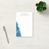 Donkerblauwe waterverf gepersonaliseerde naam post-it® notes (Kantoor)