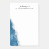 Donkerblauwe waterverf gepersonaliseerde naam post-it® notes (Voorkant)