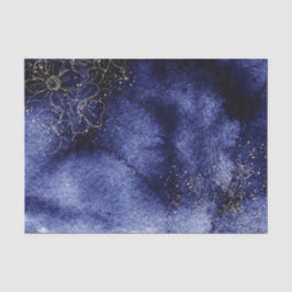 Donkerblauwe waterverf met gouden omlijnde bloemen tissuepapier