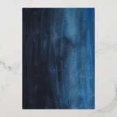 Donkerblauwe Waterverf met zilver | Bar Mitzvah Folie Uitnodiging (Achterkant)