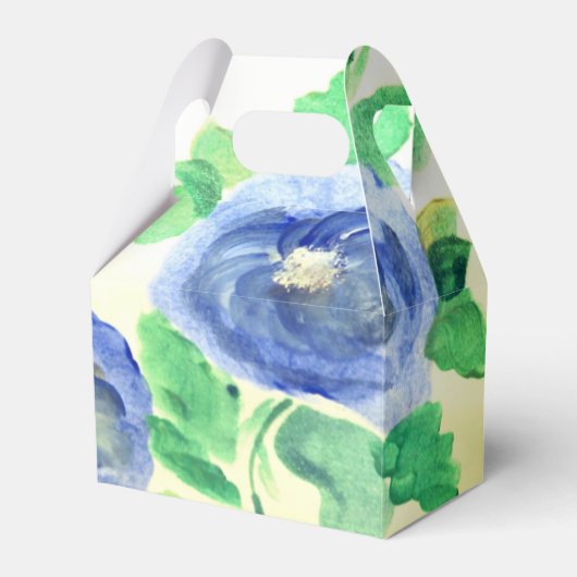 Donkerblauwe Waterverf Roos Fancy Bedankdoosjes (Voorkant Zijde)