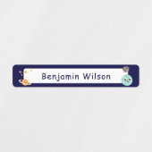 Donkerblauwe Waterverf Ruimte Aangepaste Kinder na Labels (Design 1)