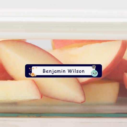 Donkerblauwe Waterverf Ruimte Aangepaste Kinder na Labels (Aangebracht)