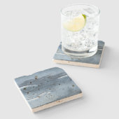 Donkerblauwe waterverf stenen onderzetter (Zijkant)