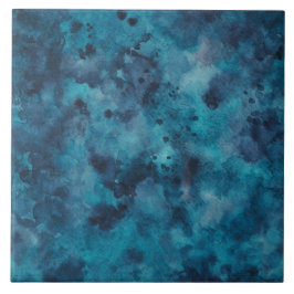 Donkerblauwe Waterverf textuur Tegeltje
