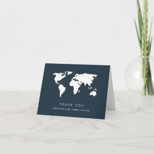 Donkerblauwe Wereldkaart Elegant Travel Theme We Bedankkaart