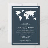 Donkerblauwe Wereldkaart | Elegant Travel Theme We Kaart (Voorkant)