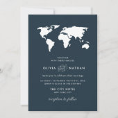 Donkerblauwe Wereldkaart | Elegant Travel Theme We Kaart (Voorkant)