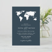 Donkerblauwe Wereldkaart | Elegant Travel Theme We Kaart (Staand voorkant)