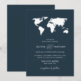 Donkerblauwe Wereldkaart | Elegant Travel Theme We Kaart