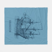 Donkerblauwe windzeilboot illustratie fleece deken (Voorkant (Horizontaal))