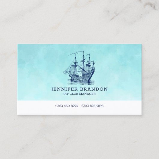 Donkerblauwe  windzeilboot visitekaartje (Voorkant)