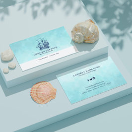 Donkerblauwe  windzeilboot visitekaartje