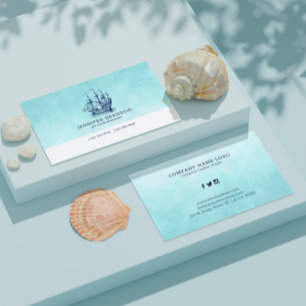 Donkerblauwe  windzeilboot visitekaartje