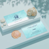 Donkerblauwe  windzeilboot visitekaartje