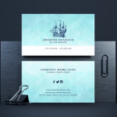 Donkerblauwe  windzeilboot visitekaartje