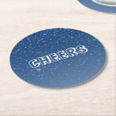 Donkerblauwe winternacht ronde kartonnen onderzetter (Gebogen)