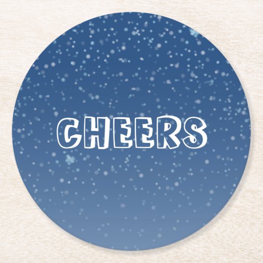 Donkerblauwe winternacht ronde kartonnen onderzetter (Voorkant)