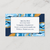 Donkerblauwe, witte en goudkleurige blauwe kunst visitekaartje (Achterkant)