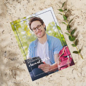 Donkerblauwe witte minimalistische aankondiging va briefkaart