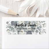 Donkerblauwe & Witte Moderne Bloemige Groene Huwel Etiket (Insitu)