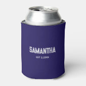 Donkerblauwe & witte monogramnaam Koeler (Blikje Voorkant)