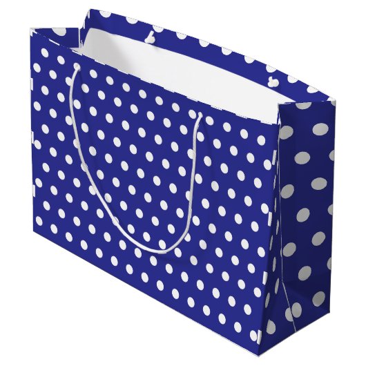 DONKERBLAUWE WITTE STIP CUSTOM GESTYLEERD GROOT CADEAUZAKJE (Achterkant Gekanteld)