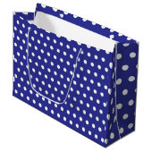 DONKERBLAUWE WITTE STIP CUSTOM GESTYLEERD GROOT CADEAUZAKJE (Voorkant Gekanteld)