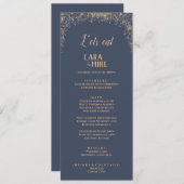 Donkerblauwe zachte bruiloft menu (Voorkant / Achterkant)