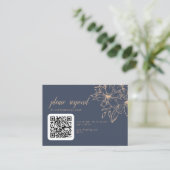 Donkerblauwe zachte bruiloft QR-code Informatiekaartje (Staand voorkant)