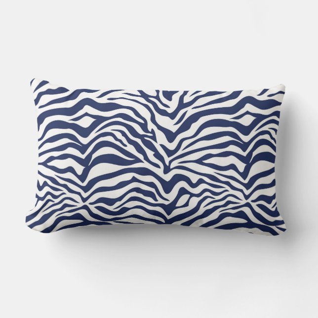 Donkerblauwe Zebra Afdrukken Kussen (Voorkant)