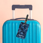 Donkerblauwe zeemeermin schalen naam bagagelabel<br><div class="desc">Donkerblauwe zeemeermin schubben. Personaliseren en een naam toevoegen.</div>
