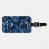 Donkerblauwe zeemeermin schalen naam bagagelabel (Voorkant horizontaal)