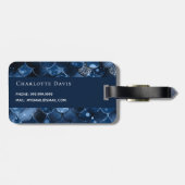 Donkerblauwe zeemeermin schalen naam bagagelabel (Achterkant horizontaal)