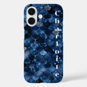 Donkerblauwe zeemeermin schalen naam Case-Mate iPhone case (Achterkant)