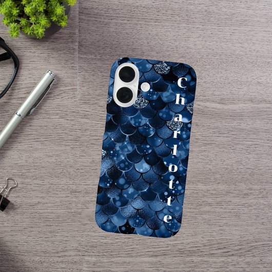 Donkerblauwe zeemeermin schalen naam Case-Mate iPhone case