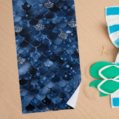 Donkerblauwe zeemeermineschubben strandlaken