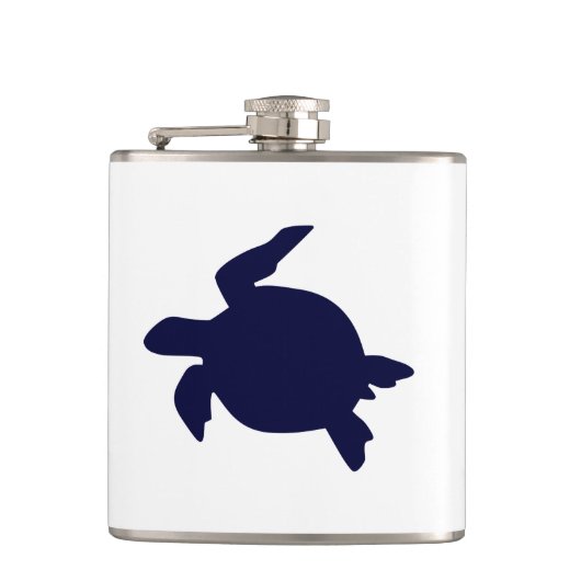 Donkerblauwe zeeschildpad heupfles (Voorkant)