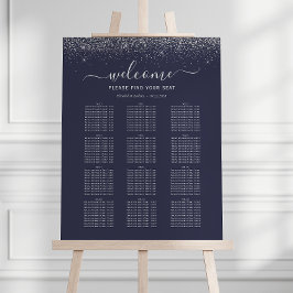 Donkerblauwe Zilveren Glitter 12-Tafel Trouwstoele