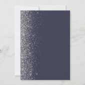 Donkerblauwe Zilveren Glitter Calligraphy Bruiloft Kaart (Achterkant)