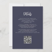 Donkerblauwe Zilveren Glitter QR Code Trouw Kaart (Achterkant)