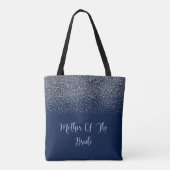 Donkerblauwe zilveren glitters trouwmoeder van de  tote bag (Achterkant)