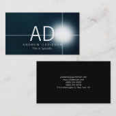 Donkerblauwe zwarte witte monogram visitekaartje (Voorkant / Achterkant)