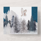 Donkerblauwgrijze winteruil blad berg sneeuw all in one uitnodiging (Achterkant)