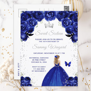 Donkerblonde Prinses Sweet Sixteen Briefkaart