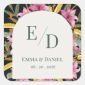 Donkerblossem Roze Lelie Trouw Envelope Vierkante Sticker (Voorkant)