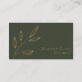 Donkerbos groen en Faux Gold | Modern Elegant Visitekaartje (Voorkant)