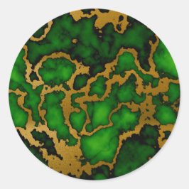 Donkerbos groen en goud marmeren textuur ontwerp ronde sticker